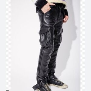 RTA Otis Relaxed Fit Vegan Leather Cargo Pants NWT Size M